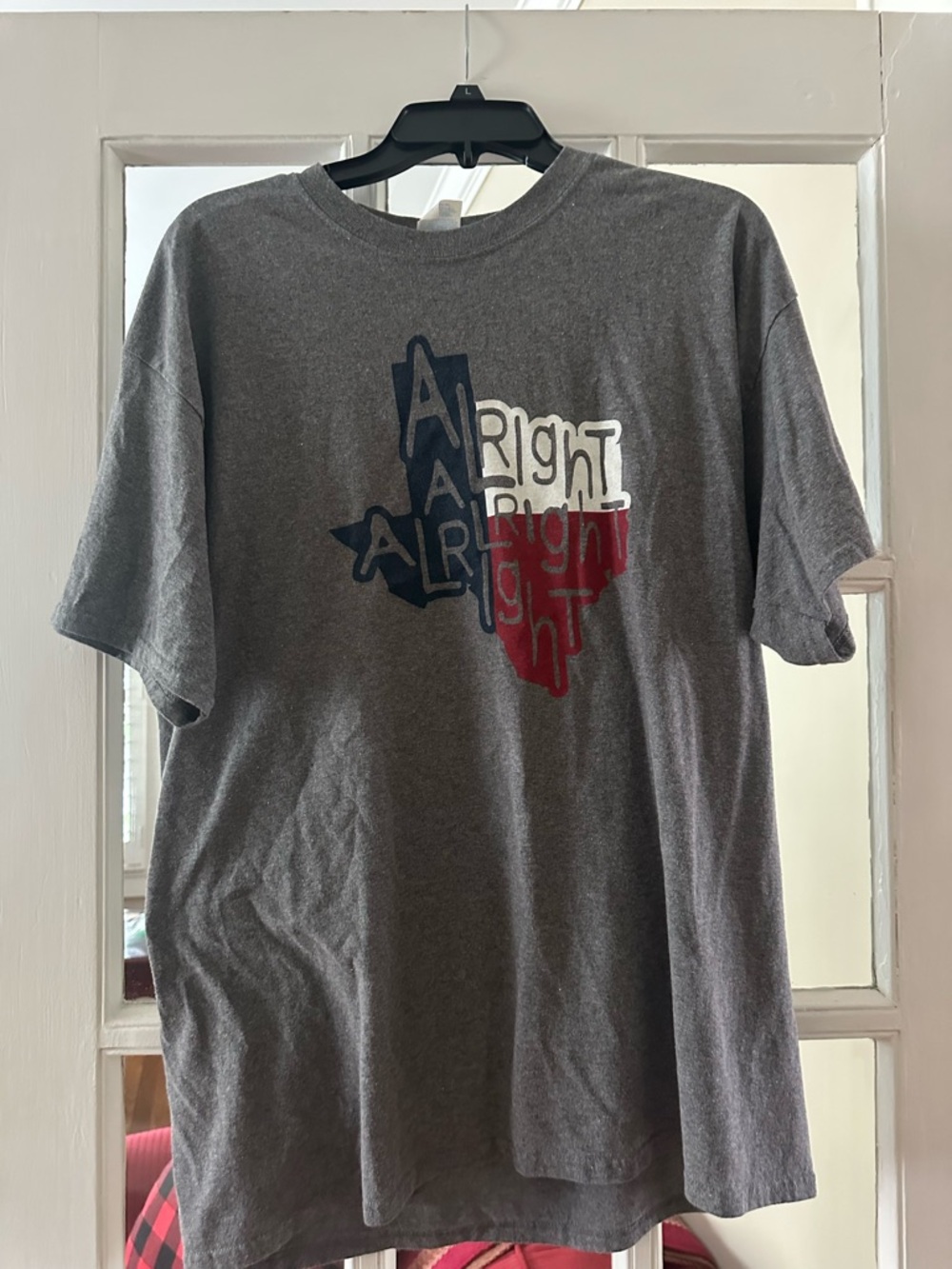Port and Company Gray Short Sleeve Tee with Red, White & Navy Texas Graphic